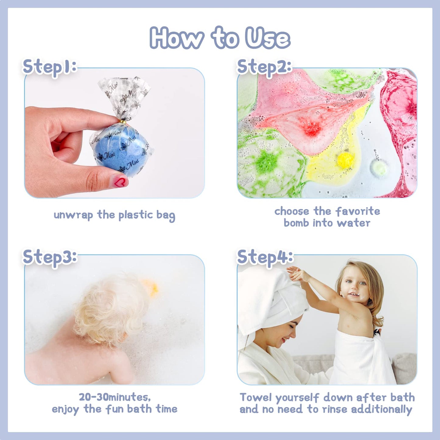 Bath Bombs for Kids, 12pcs Bath Bombs with Surprise Crystal Toys Inside, Handmade Natural and Organic Bubble Bath Fizzies, Birthday Easter Gift for Girls and Boys
