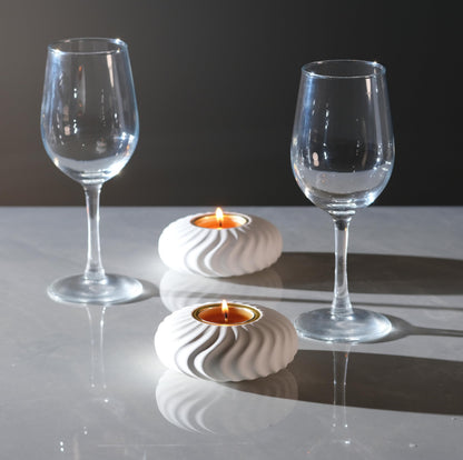 ICNBUYS Twizzle Twist Tealight Holder, Decorative Tealight Holder for Table Display, Unique Home Décor Aesthetic, Housewarming Gift, Spiral Sculpture Tealight Candle Stand Height 1.6 inches Cement
