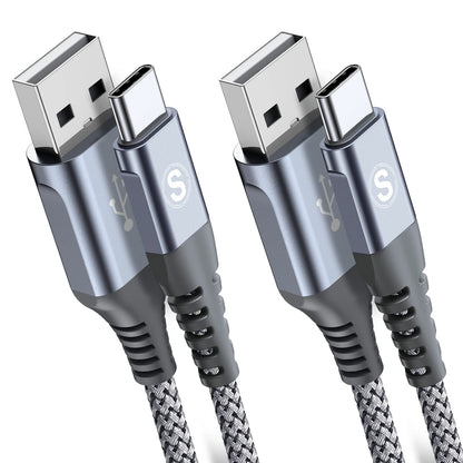 2-Pack 2M USB C Cable 3.1A Fast Car Charger Cable Compatible for iPhone 17 air 16 15 Plus Pro Max, Samsung Flip/Fold 7 6 5 4 3 S25 S24 S10 S20 S21 S22 S23 A16/15/14/13/12 A35/A34 A56/55/54, Pixel