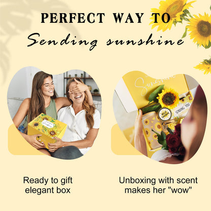 Birthday Gifts for Women Sunflower Gifts Get Well Soon, Sending Sunshine Gift Baskets, Self Care Spa Gift for Women Her Mom Best Friends Sister, Thank You Christmas Day w/Glass Cup