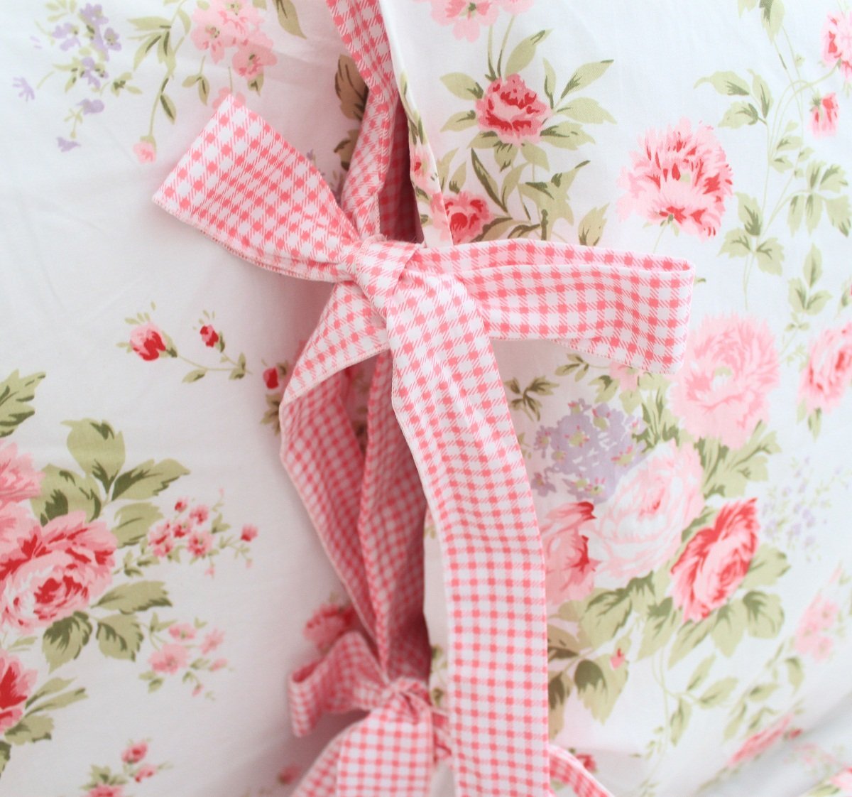FADFAY Cotton Bed Sheets Set Rose Floral Bed Sheets 4-Piece Queen Size