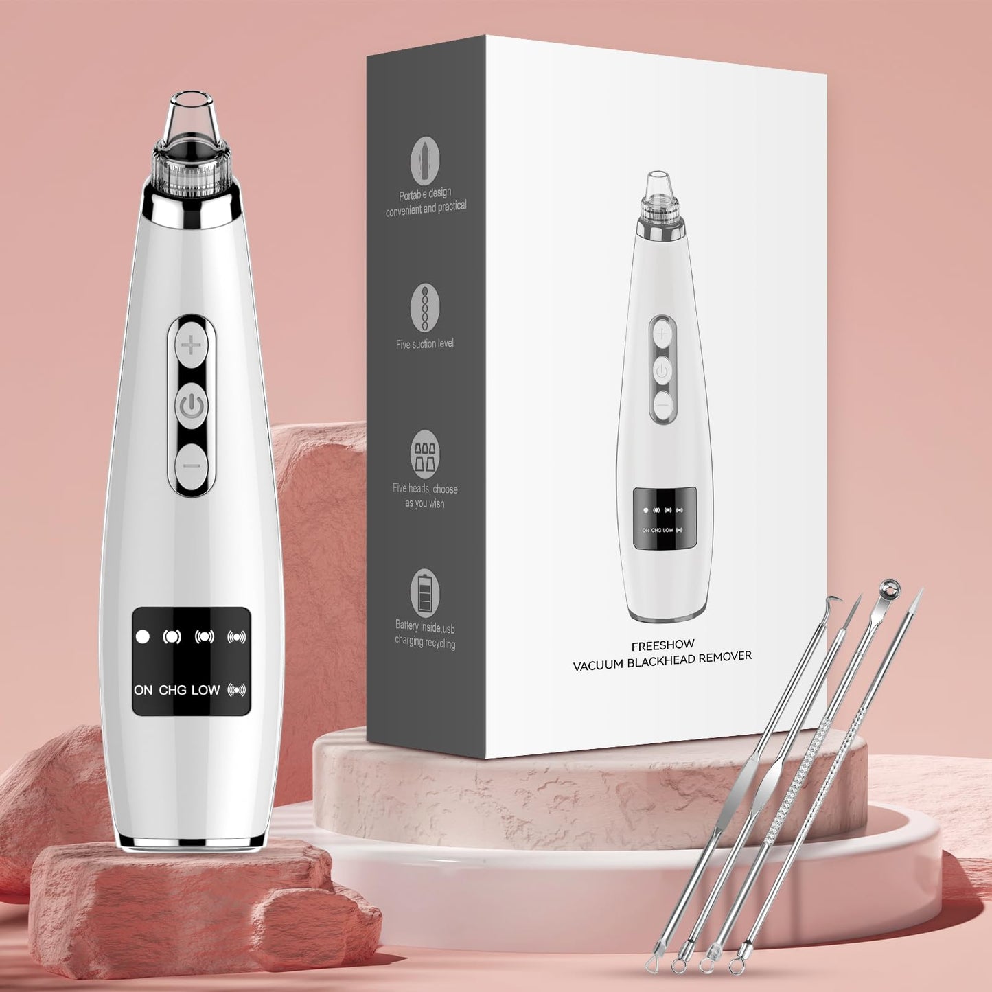 Blackhead Remover Pore Vacuum Upgraded Facial Pore Cleaner Electric Comedone Whitehead Extractor Tool-USB Rechargeable Blackhead Vacuum Kit for Women & Men