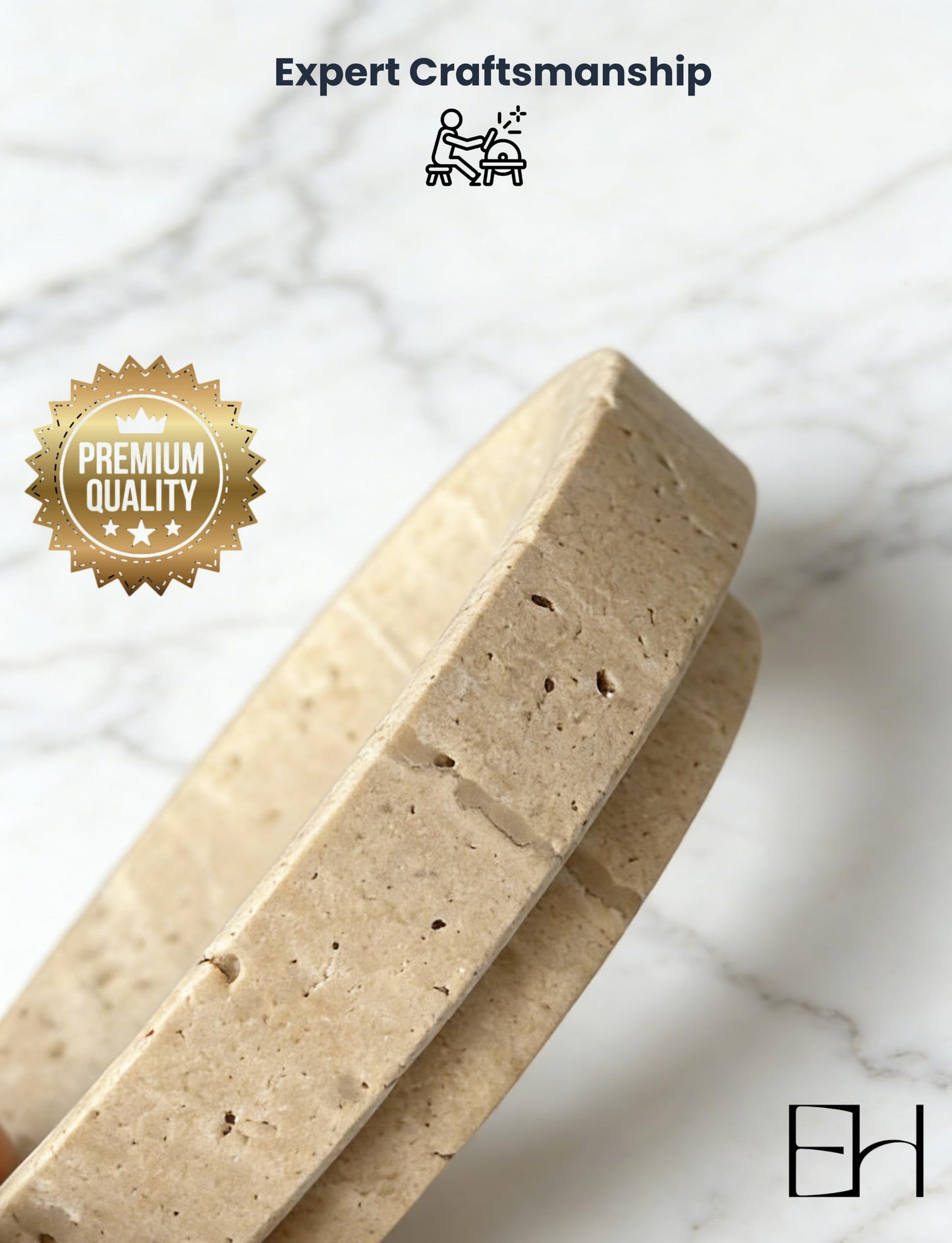Marble Soap Dish, Pedestal Round Soap Holder for Shower, Stone Soap Tray for Bathroom Kitchen Counter Sink, Bar Soap Saver & Vanity Organizer (Beige Travertine)