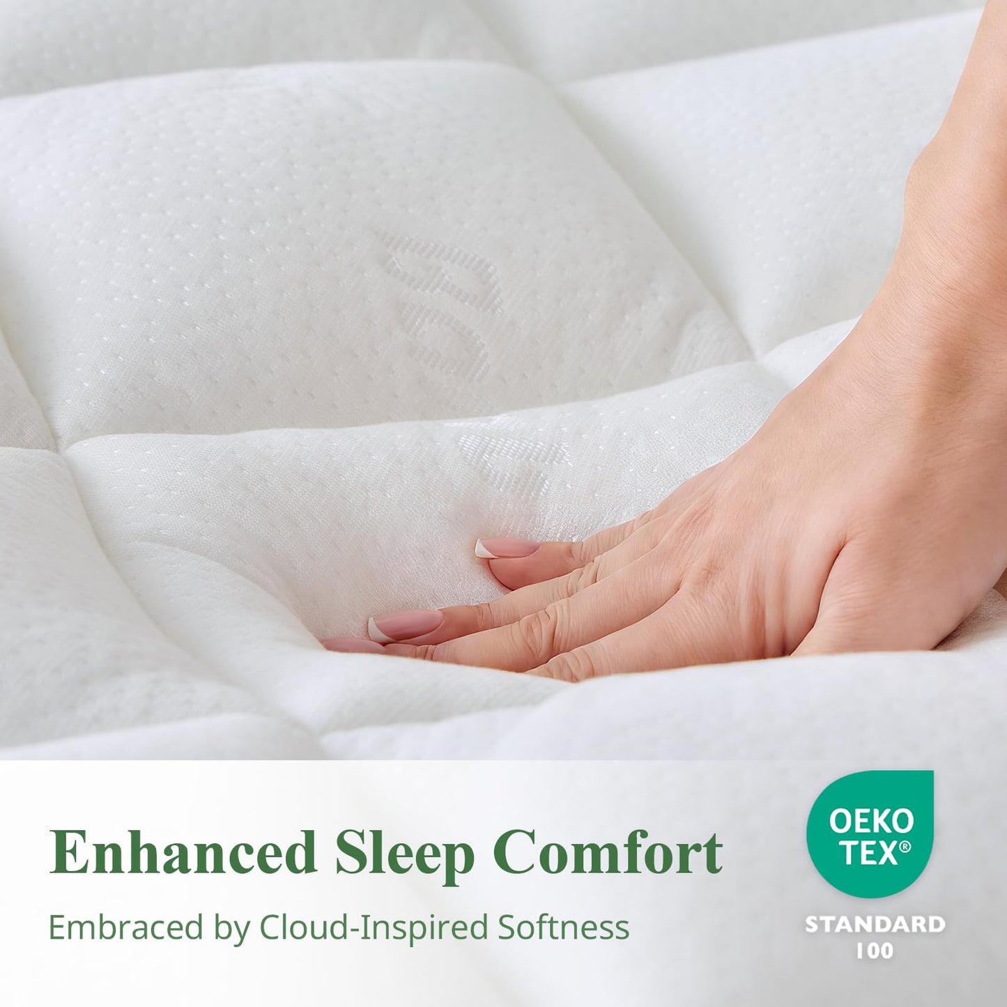 KRIMANO Full Mattress Topper, Viscose Derived from Bamboo Thick Pillow Top Mattress Pad with Deep Pocket, Naturally Cooling for Hot Sleepers, Soft for Back Pain Relief, White