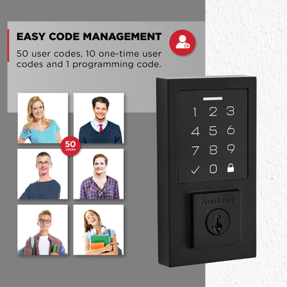 Kwikset SmartCode 270 Keyless Entry Electronic Touchpad Deadbolt Door Lock with Auto-Lock, Custom User Codes, Advanced Security in Satin Nickel Traditional