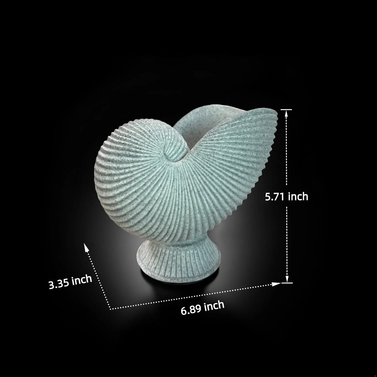 Dwelloria Nautilus Shell Sculpture – Gray White Resin Spiral Shell Decor, Modern Coastal Home Accent