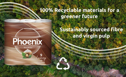 Phoenix Toilet Rolls – 90 Pack | 3 Ply Shea Butter Scented Toilet Paper | Bulk Buy, Soft, Quilted, Sustainably Sourced, Eco- Friendly Luxury Bathroom Tissue