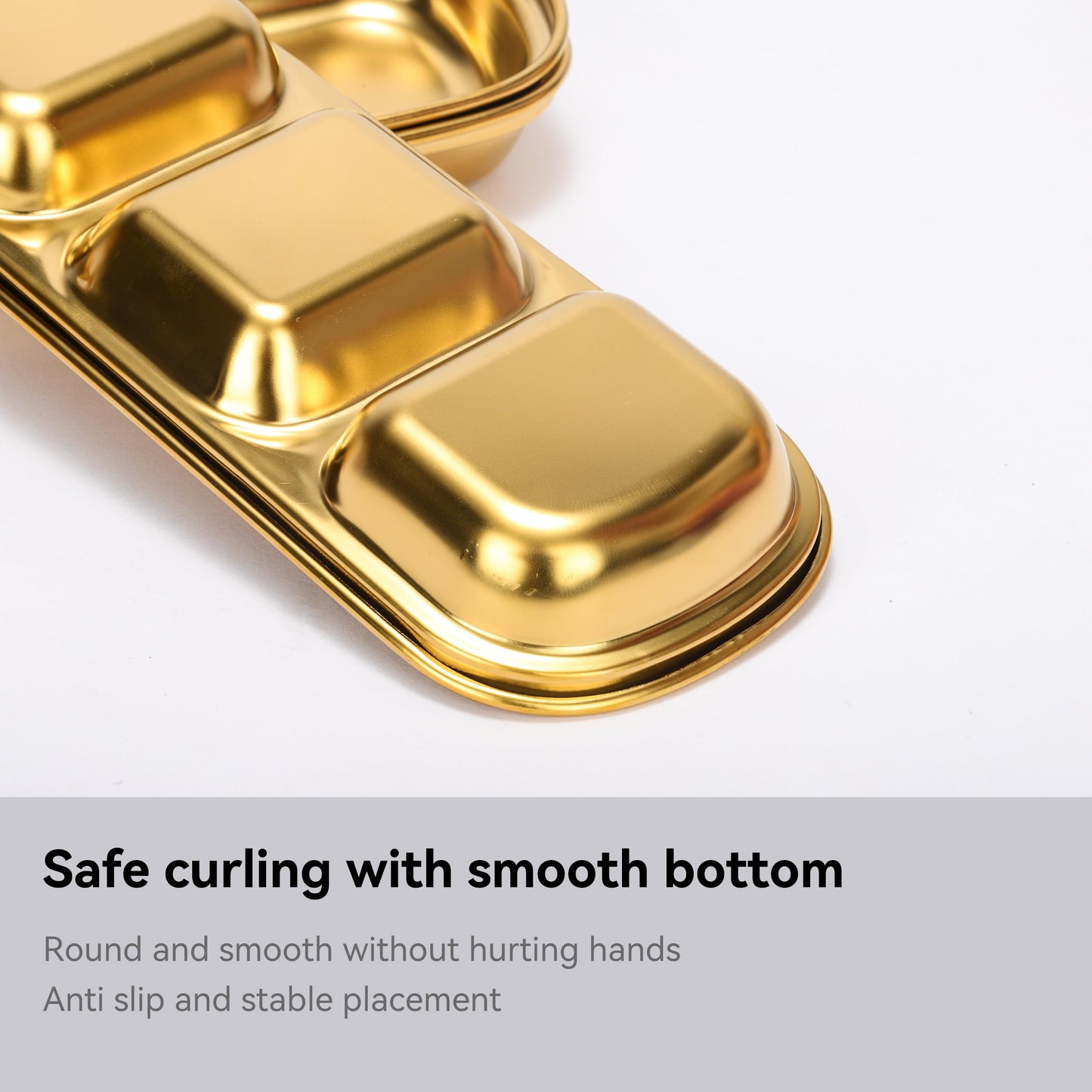 drizzle 3PCS Sauce Dish Stainless Steel Gold Soy Tomato Sauce Salt Vinegar Sugar Spices Flavor Condiment Dip Bowls Korean BBQ Home Kitchen Plates