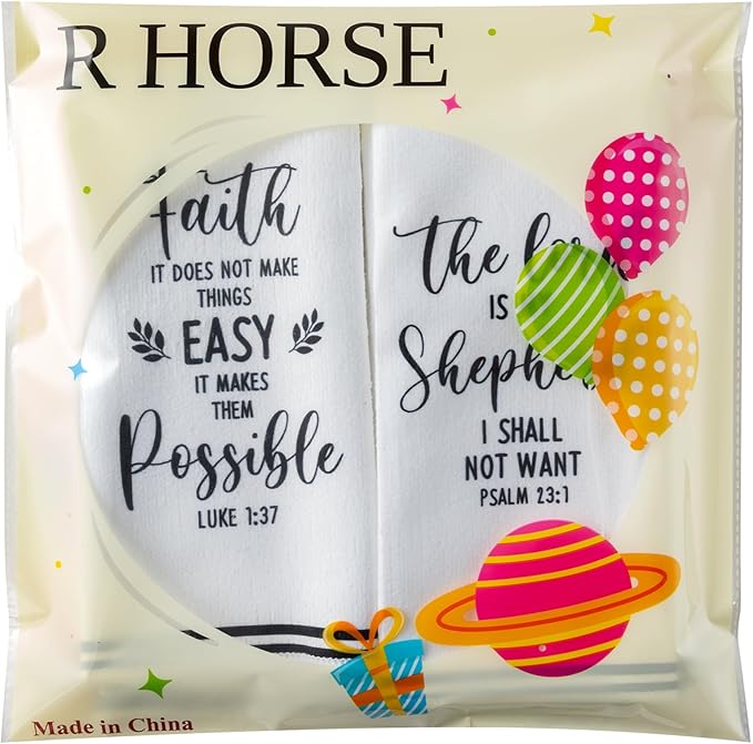 R HORSE 5Pcs Religious Christian Kitchen Dish Towel, Bible Verse Absorbent