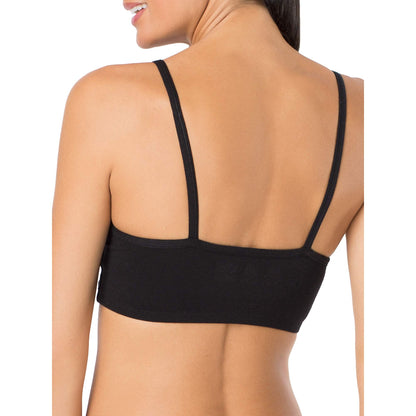 Fruit of The Loom Womens Spaghetti Strap Cotton Pull Over 3 Pack Sports Bra, Skinny Stripe/Black Hue/Red Hot, 38