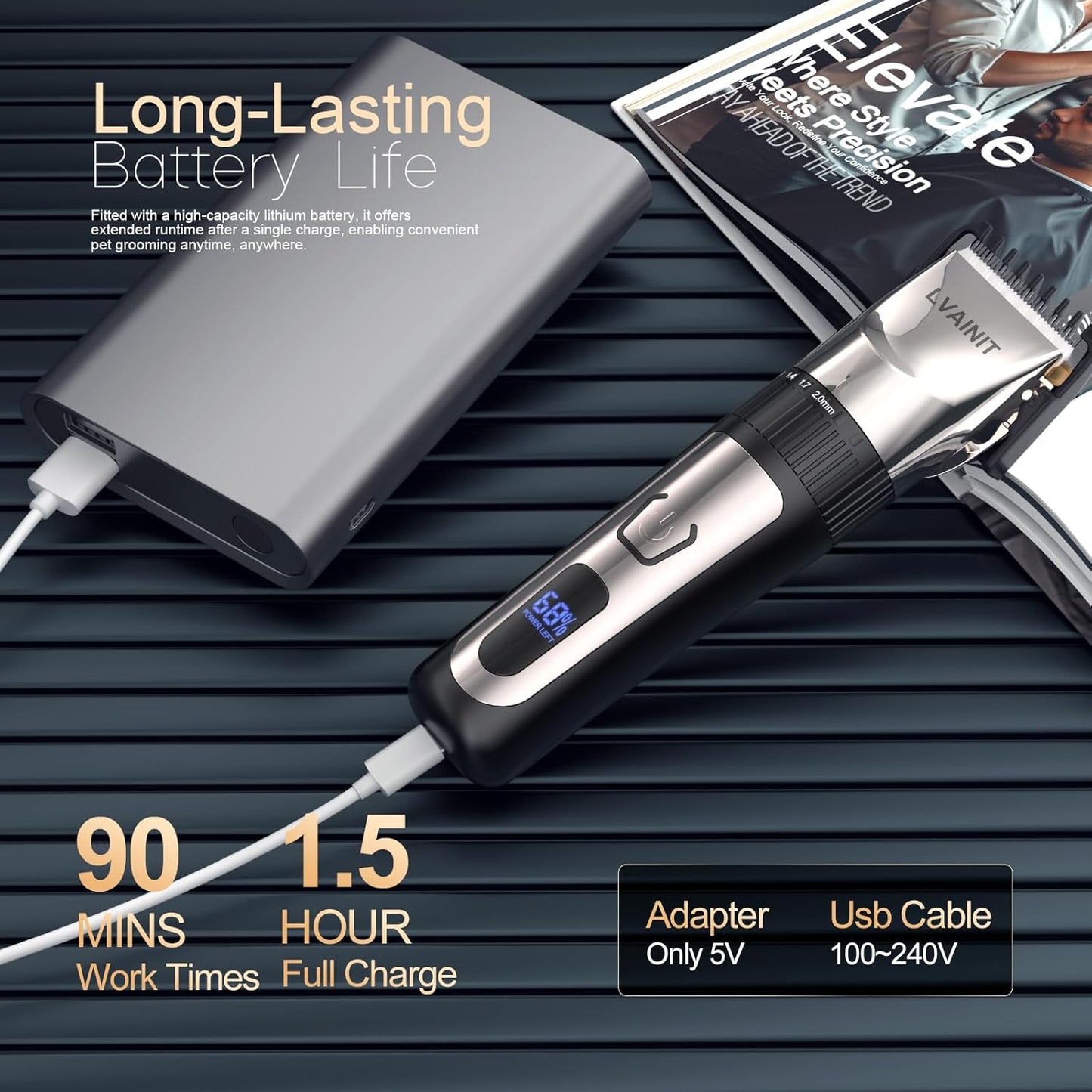 Hair Clippers for Men, Cordless LCD Rechargeable Hair Trimmer Beard Trimmer for Men, Men's Grooming Kit for Hair, Face, Beard, Professional Electric Barber Clippers