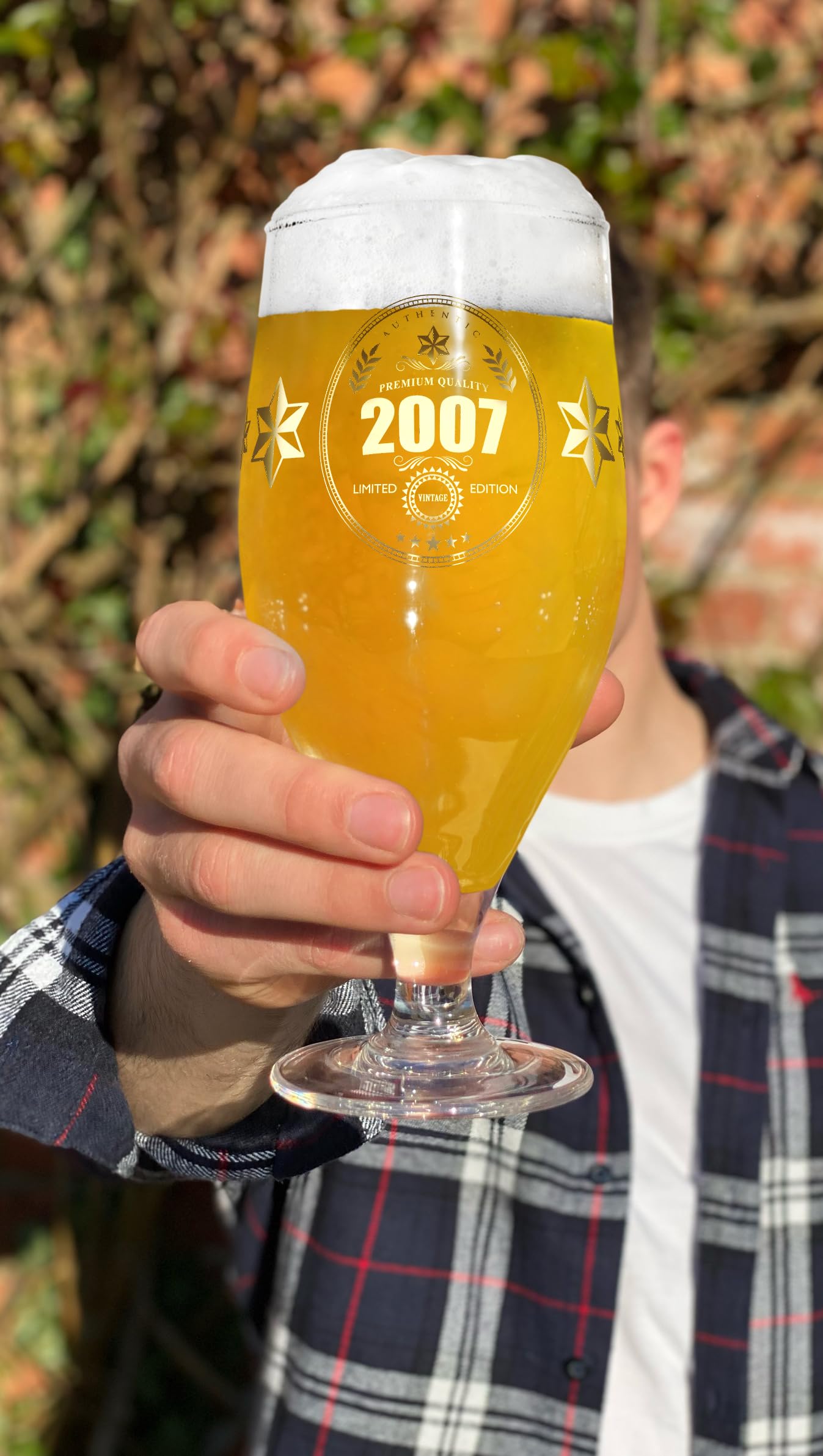 Insaxa 18th Birthday Gifts for Boys - Limited Edition 2007 Premium Quality Beer Glass (1 Pint / 580ml)