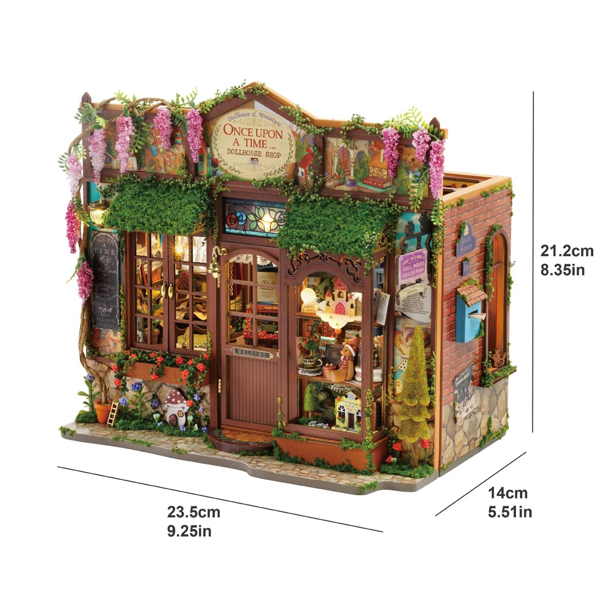 ESTUSR DIY Miniature Dollhouse Kit, 1:24 Scale Wooden 3D Puzzle Model Building Set,Creative Craft Hobby for Adults, Unique Home Decor Gift- Once Upon a Time