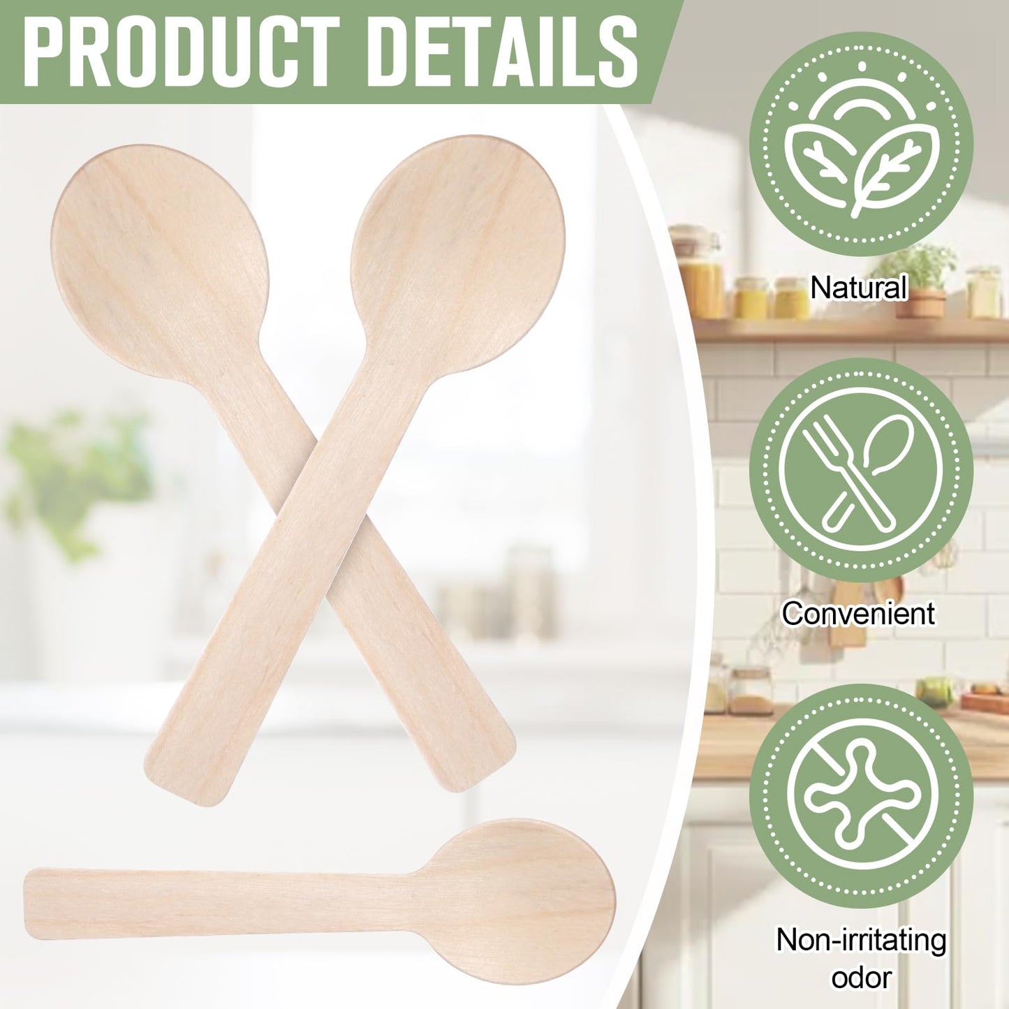 Teenyyou 3000 Pcs Mini Wooden Spoons 3.94 Inch Disposable Small Wooden Ice Cream Spoon Tiny Sampling Spoons Bulk Natural Birchwood Tasting Cutlery Scoop for Parties, Weddings, Camping
