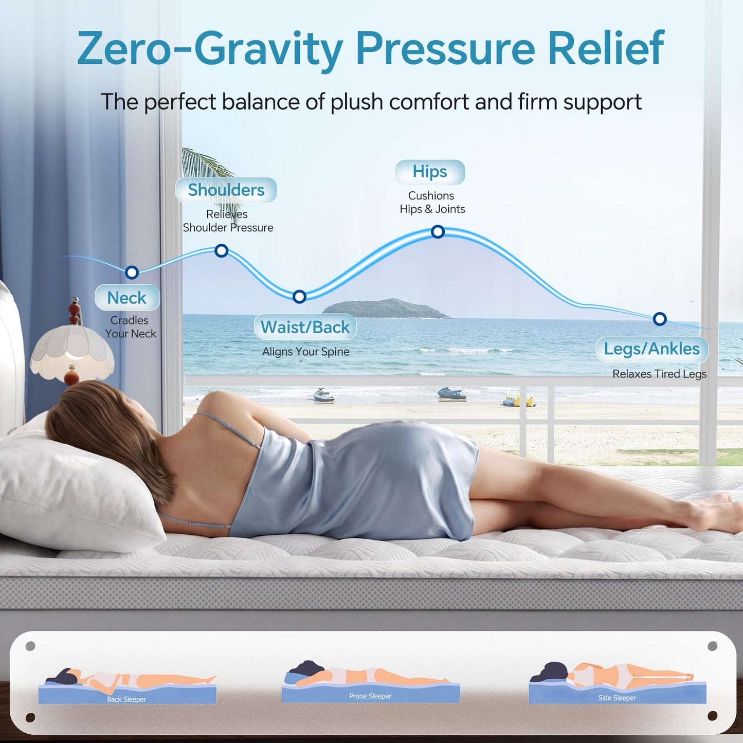 GHLPECYO 3 Inch Extra Thick Queen Size Mattress Topper, Cloud-Like Pillow Top Mattress Pad with Bamboo Viscose & Memory Foam Filling, 18‘’ Deep Pocket Bed Topper, Breathable Air Mesh Sides, White