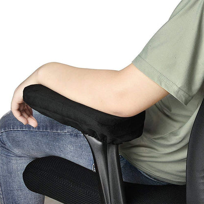Aloudy Ergonomic Memory Foam Office Chair Armrest Pads, Comfy Gaming Chair Arm Rest Covers for Elbows and Forearms Pressure Relief(Set of 2),Black,Medium