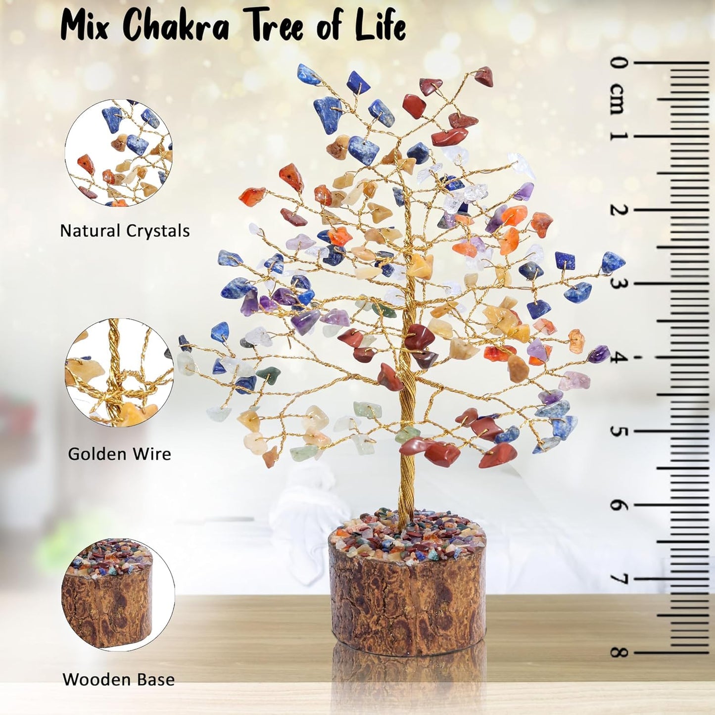 Crocon® 7 Chakra Healing Crystal Tree Bonsai, Desk Decor for Women Room & Office Decor Spiritual Gift Meditation Crystals for Home Room Decor Cute House Warming Gifts for Women Mom Birthday 7-8"