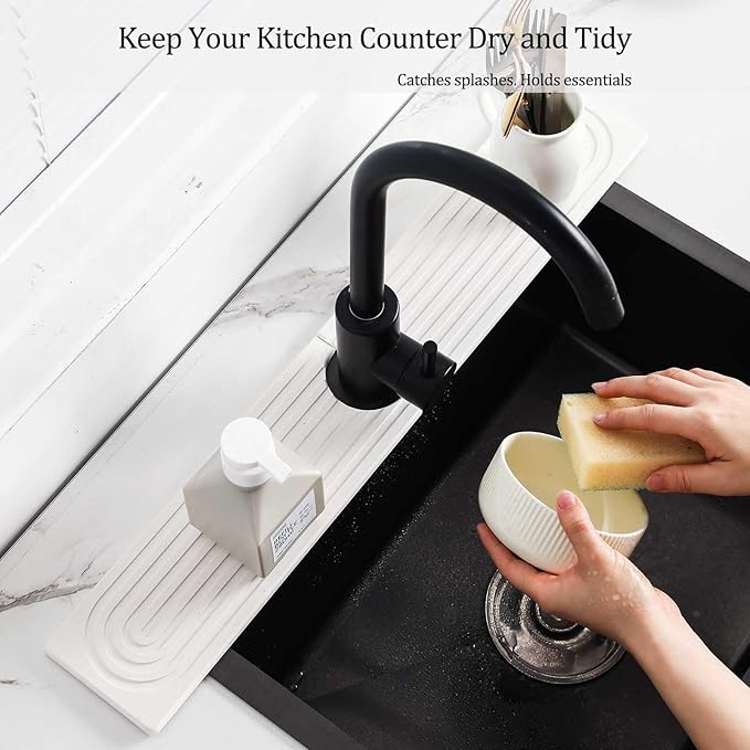 Stone Faucet Mat For Kitchen Sink, 23.6" Diatomite Quick Drying Stone Mat For