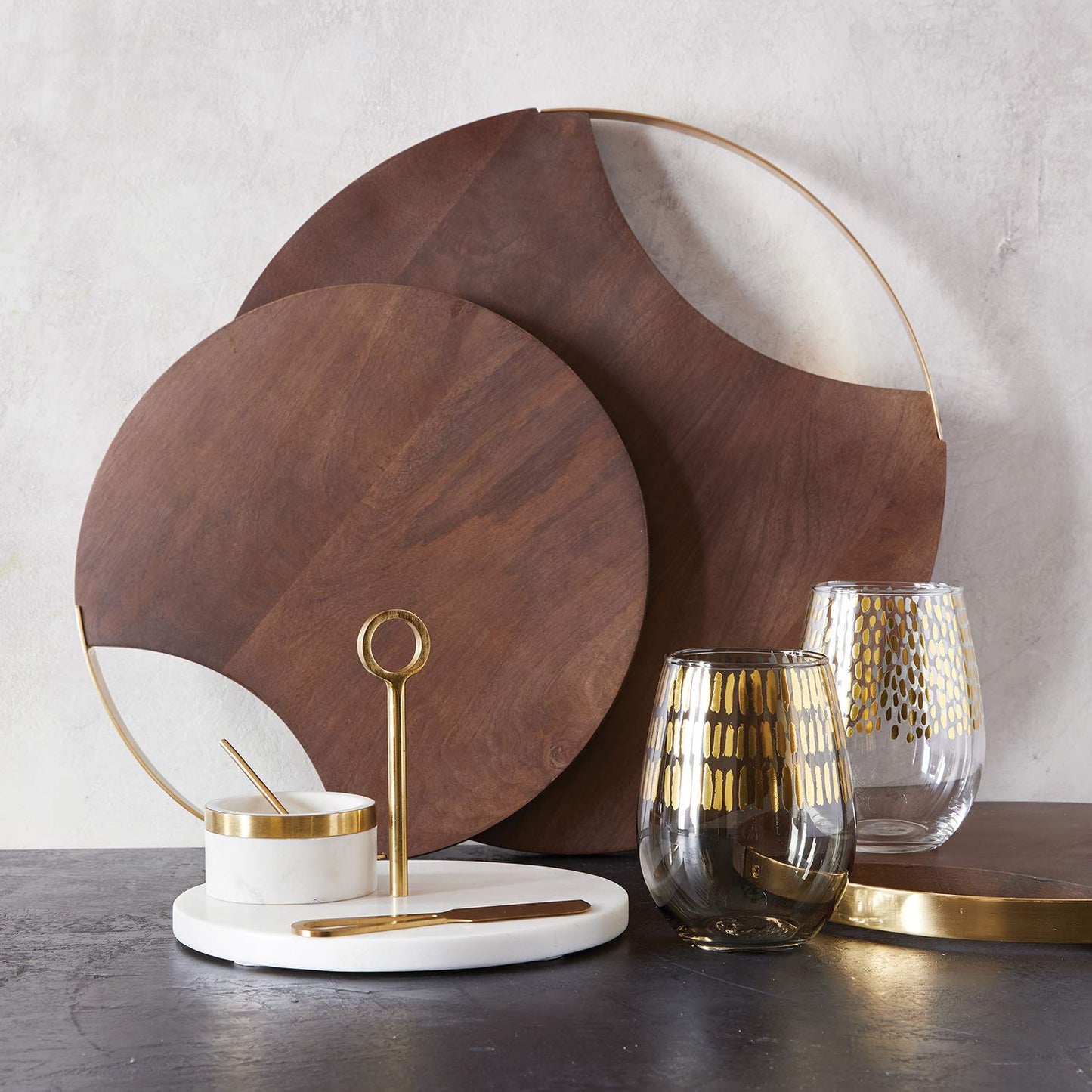 Santa Barbara Design Studio Table Sugar Spice Bowl With Spoon, Small, Marble + Brass