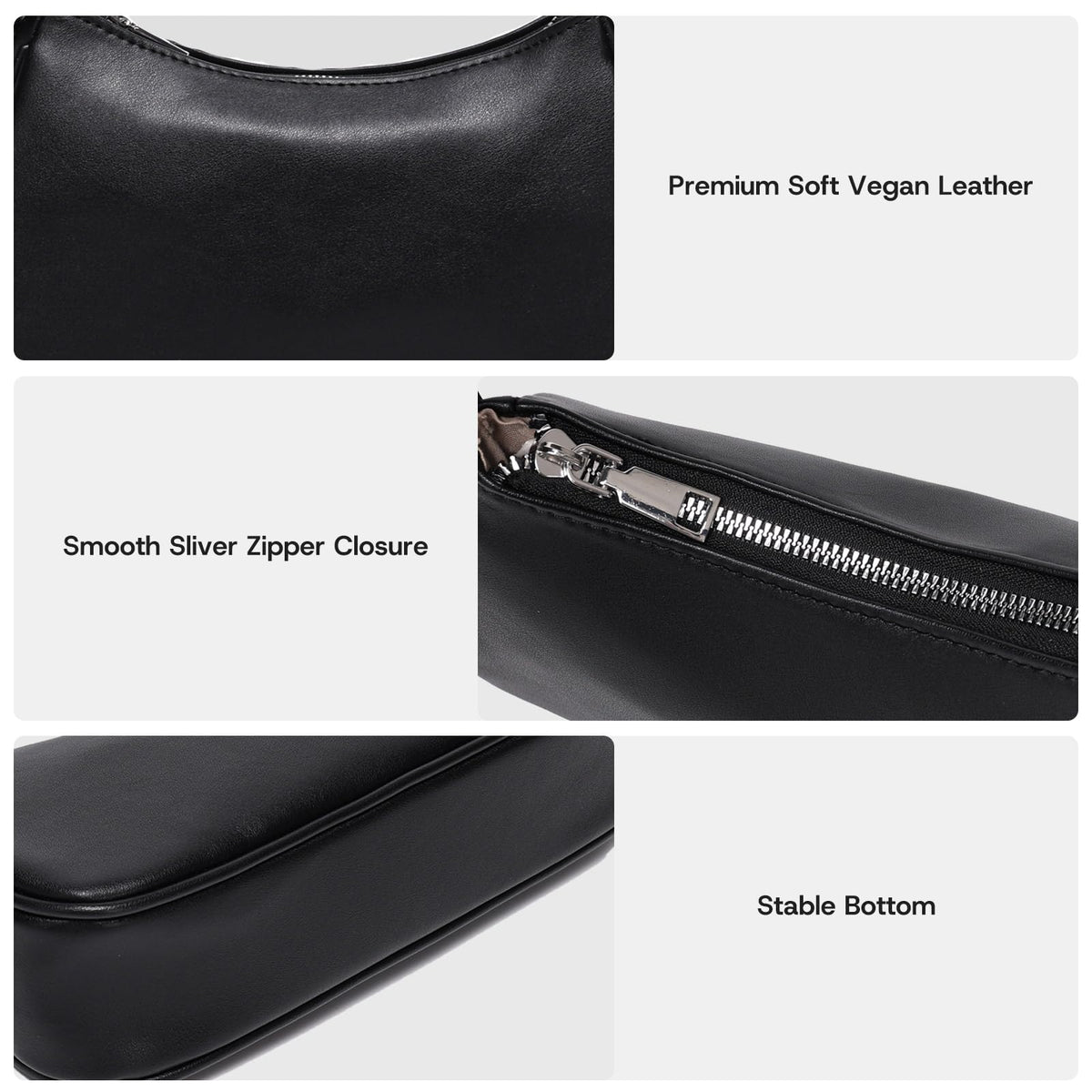 LACOMILA Small Shoulder Bag for Women Cute Mini Purse Trendy Vegan Leather Y2k Crescent Handbag (Black)