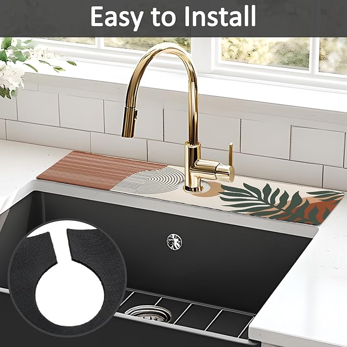 2PCS 24" X 5.5" Kitchen Sink Splash Guard Faucet Mat Boho Super Absorbent Fast