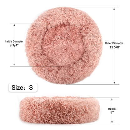 NOYAL Calming Donut Dog Bed for Small to Medium Dogs & Cats - Plush Faux Fur Anti-Anxiety Pet Bed with Machine Washable Cover & Non-Slip Base