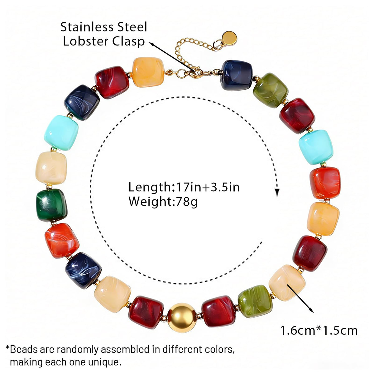 joymiao Beaded Necklaces for Women Trendy Statement Necklace Chunky Big Colorful Beaded Necklace Summer Necklaces Beach Boho Jewelry