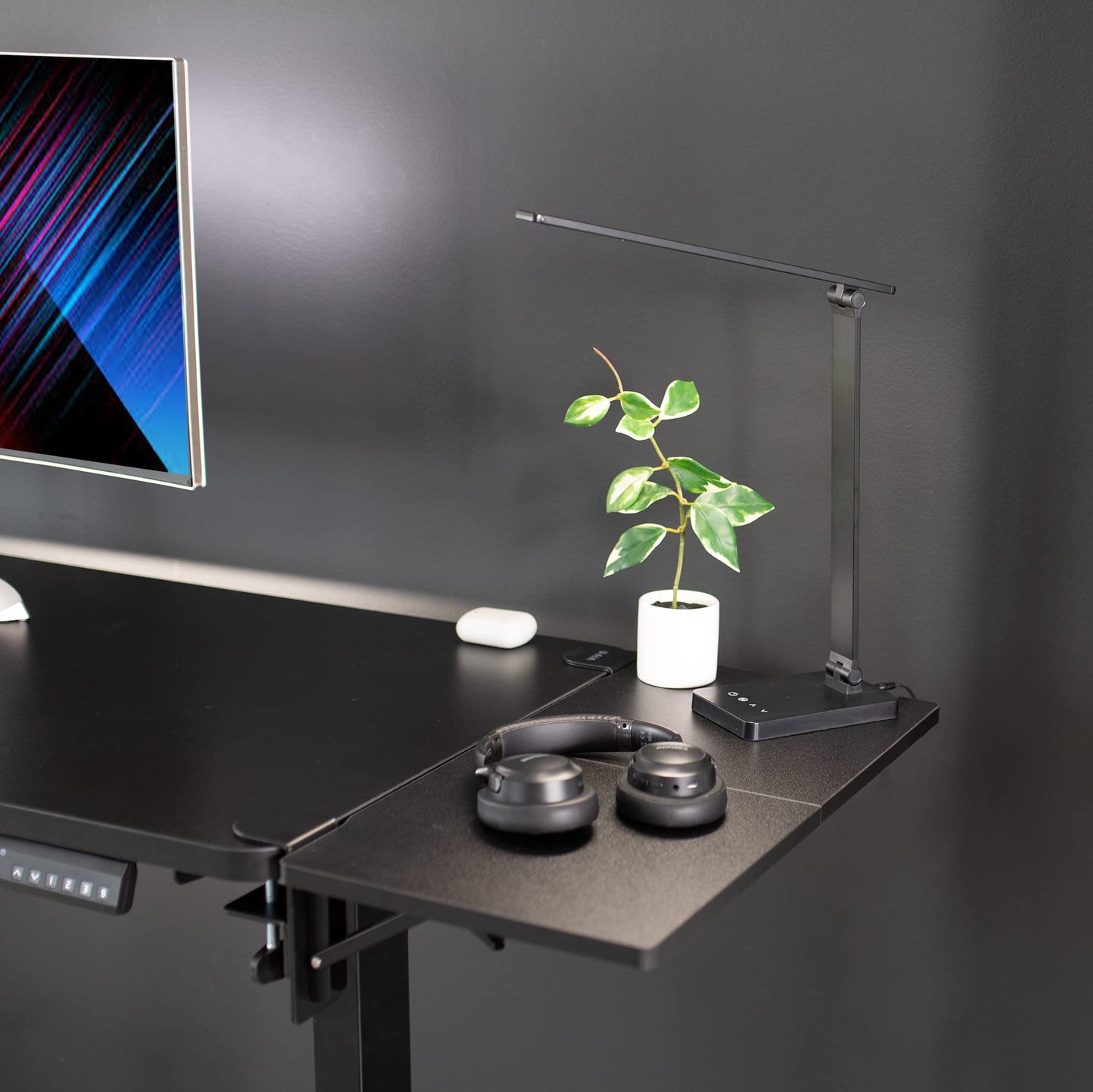 VIVO Clamp-on 6 x 9 inch (11 Including Clamps) Desk Extender, Wrist Support, Armrest Tray, Table Mount for Sit Stand Desks, Black, DESK-EXT09