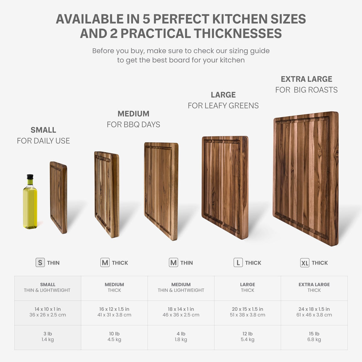 Teakhaus Carving Board with Juice Groove - Small (S) Teak Wood Cutting Board 14”L x 10”W x 1” Thick - Lightweight, Sustainably Harvested & FSC Certified - Knife Friendly with Beeswax Oil Finish