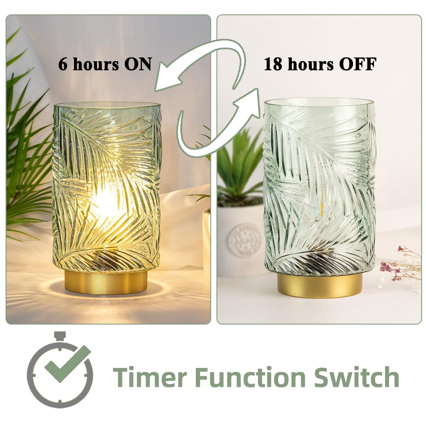 Battery Operated Table Lamp, Cordless Lamps for Home Decor, Battery Powered Nightlight with LED Bulb with Timer, Decorative Lights for Living Room Bedroom Tabletop Entryway Centerpiece Gift(Small LG)