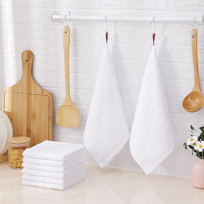 Mordimy 100% Cotton Terrycloth Kitchen Towels and Dishcloths Sets, Soft and