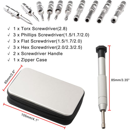CJRSLRB Screwdrivers Kit Repair Tool for Eyeglass/Glasses/Watch/Cellphone/Clock 12-Pieces Eyeglass Repair Tools Kit Precision Mini Screwdriver Set (Travel Pocket)
