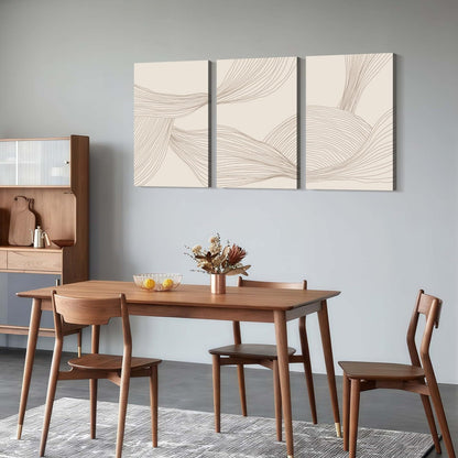 RJETZMU 3 Pcs Minimalist Abstract Line Canvas Wall Art Modern Neutral Beige Wall Decor for Bedroom Living Room Studio 12x16 Inch Ready to Hang