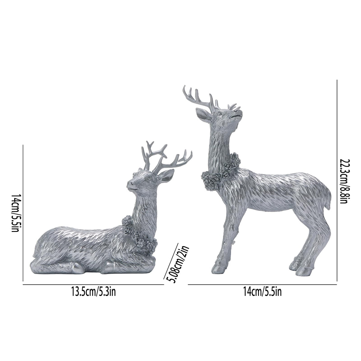 2 Pcs of Pine Cone Deer Resin Ornaments, Christmas Deer Ornament, Elk Ornament, Home Decor,Perfect, to Enhance The Festive Atmosphere (Silver)