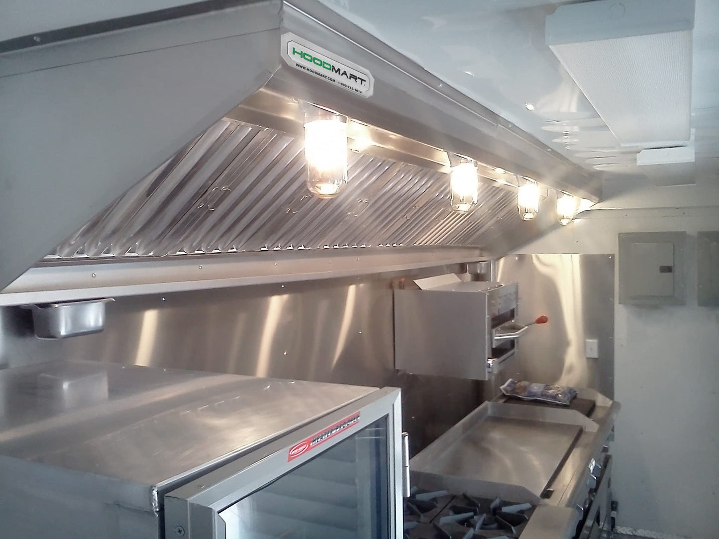 HOODMART 7' Concession Trailer Hood System for Food Truck | Commercial Range Hood with Direct Drive Exhaust Fan | Stainless Steel Kitchen Equipment with Install Kit Included