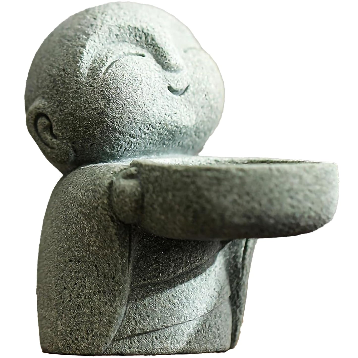 ZKSYLSM Sandstone Buddha Statue Candle & Incense Cone Holder, Small Jizo Figurine for Home Decor, Tiny Buddha Zen Monk Tealight Holder for Desk, Shelf or Nightstand, 3.5" H Mini Stone Decor Gift