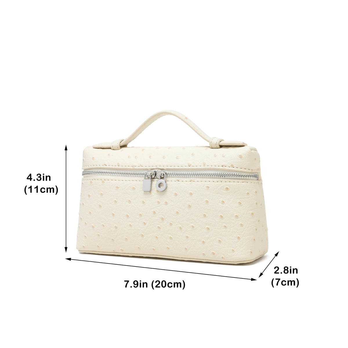 Rejolly Crossbody Bag for Women Small Top-Handle Pouch Purse Shoulder Handbag Synthetic Ostrich Leather Cream White (Gold Hardware)