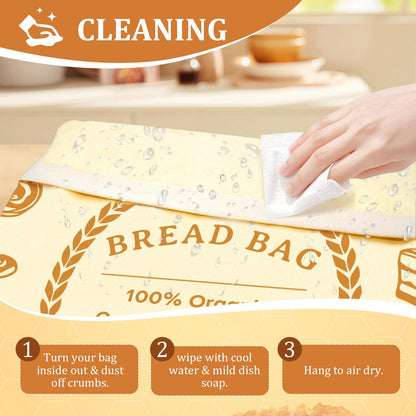 2 Pack Beeswax Bread Bags for Sourdough & Homemade Bread - Natural Cotton Sourdough Reusable Beeswax Food Storage Bag, Freezer-Safe, Keep Bread Fresh