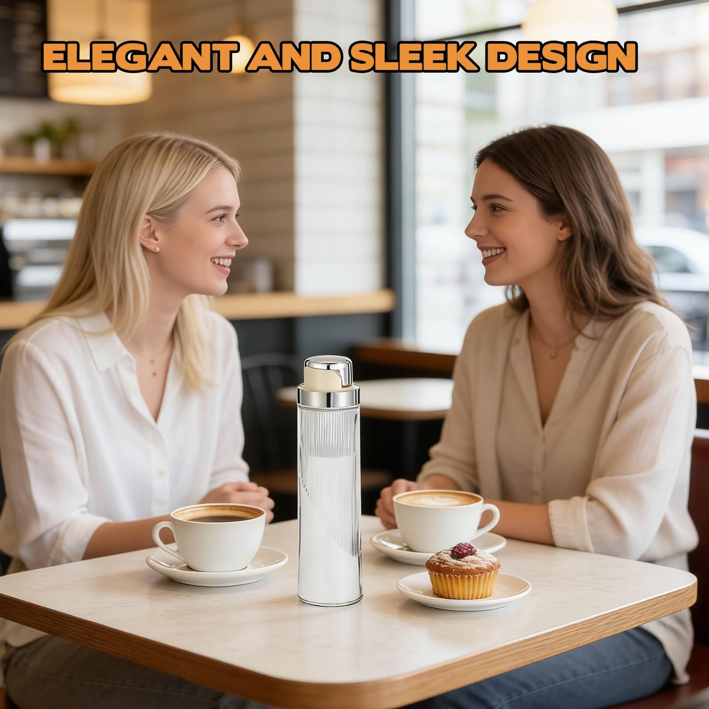 2 PCS 20 OZ Large Glass Sugar Dispenser with Pour Spout Large Capacity Glass Jars for Sugar Coffee Sugars Container Non-slip Ribbed Design Food-Grade for Salt Tea Coffee Station Kitchen Baking, Silver