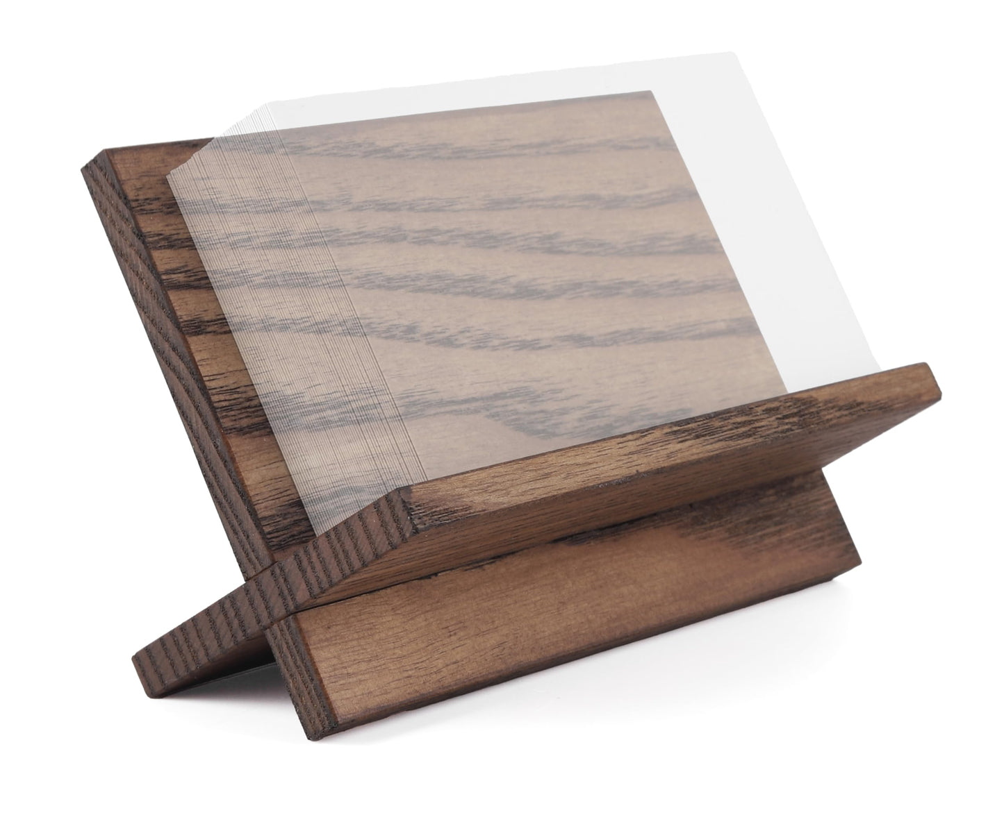 TOROS store Business Card Holder for Desk - Brown Wood Small Cards Holders, Professional Desktop Business Card Stand Display, Wooden Name Card Holder