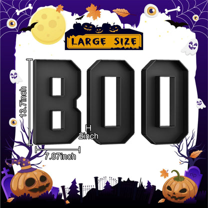 BOO Cardboard Letters for Halloween Party Decorations, 13.7 Inch Charcuterie Letters Fillable Black Paper Mache Letter Trays for Chocolate Candy Food Display Letter Box for Halloween Party Decorations