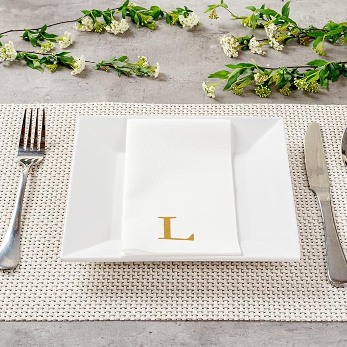Luxenap 15.8 X 7.9 Inch Linen-Feel Guest Towels, 50 Lettered Hand Towels