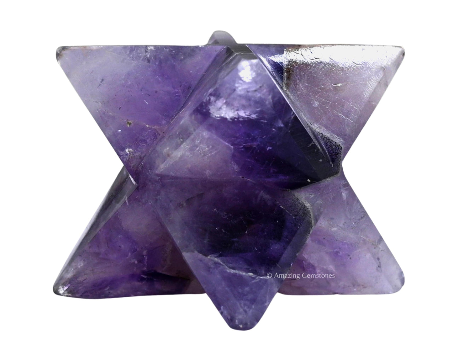 Amazing Gemstone Amethyst Merkaba Crystal - 2 Inches Metaphysical Merkaba Star for Meditation - Energetic Tetrahedron Crystal and Healing Stones for Spiritual Growth and Healing (45-55mm)