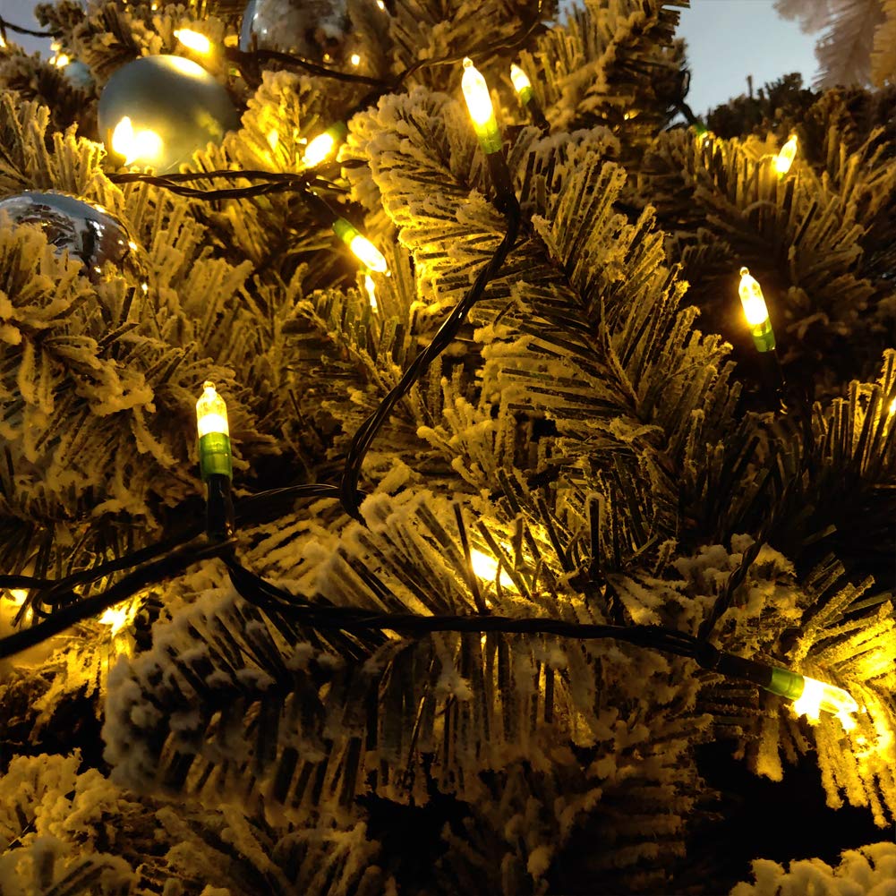 LOENDE Christmas Lights with Timer Battery Operated String Lights 200 LED 8 Modes String Lights Clear Mini Light Set for Wedding Party Home Garden Wreath, Waterproof, Warm White