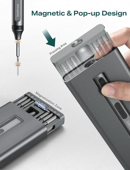Mini Electric Screwdriver Set, 52 in 1 Precision Electric Screwdriver Cordless with 48 Magnetic Bits, Power Screwdriver Repair Tool Kit with Tweezers and Pry Bar, for Laptop Phone Electronics Repair
