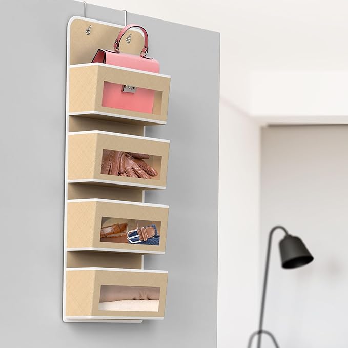 Simple Houseware 4 Clear Window Pocket Over Closet Door Storage Hanging
