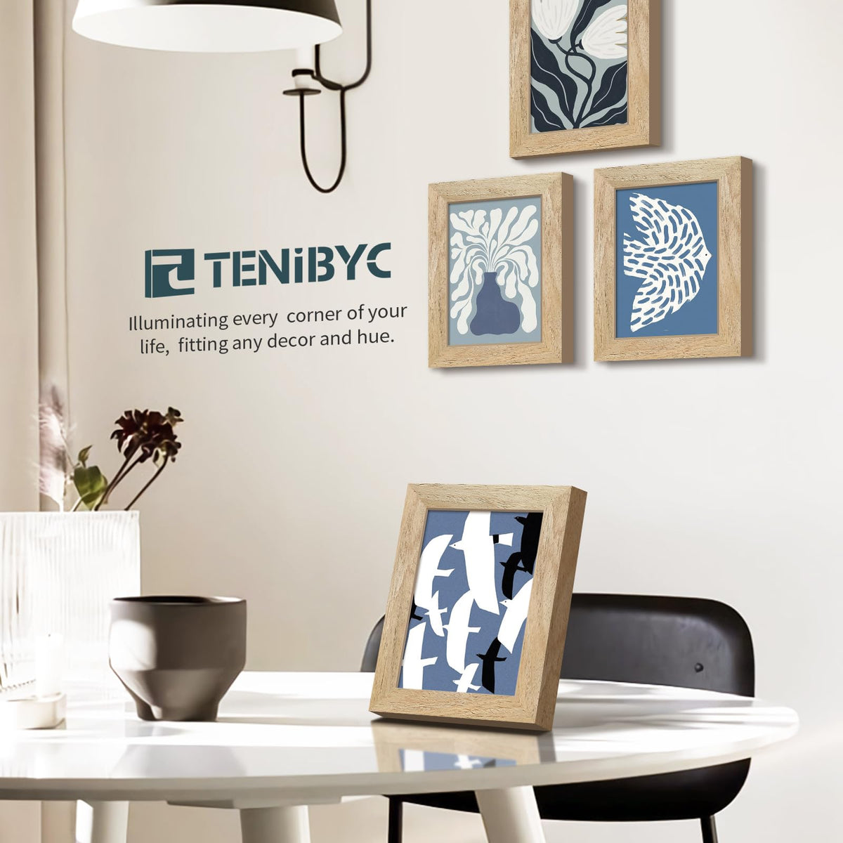 TENIBYC 5x7 Picture Frame 4 Pack, Natural Wood Photo Frame, HD Tempered Glass, Table Display or Wall Hanging