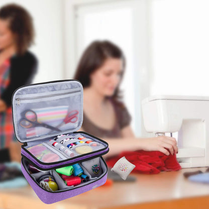 Luxja Double-Layer Sewing Supplies Organiser, Sewing Accessories Organiser for Needles, Thread, Scissors, Measuring Tape and Other Sewing Tools (Bag Only), Purple