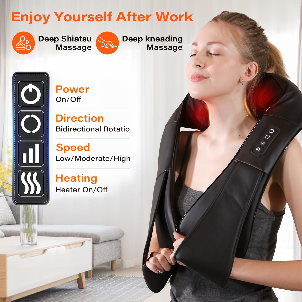 WERTYI Shiatsu Neck Massager, Electric Neck and Back Massager with Heat, 3D Kneading Massage Pillow for Back, Shoulder, Muscle Pain Relief, Office & Home & Car Use, Fits for Parents