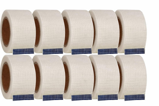 Hyde Tools 09062 Self-Adhesive Fiberglass Joint Tape, 2” x 50 ft Drywall Mesh Repair Tape Roll – Crack & Seam Reinforcement for Quick-Setting Joint Compound, No Blistering or Bubbling – 10-Pack